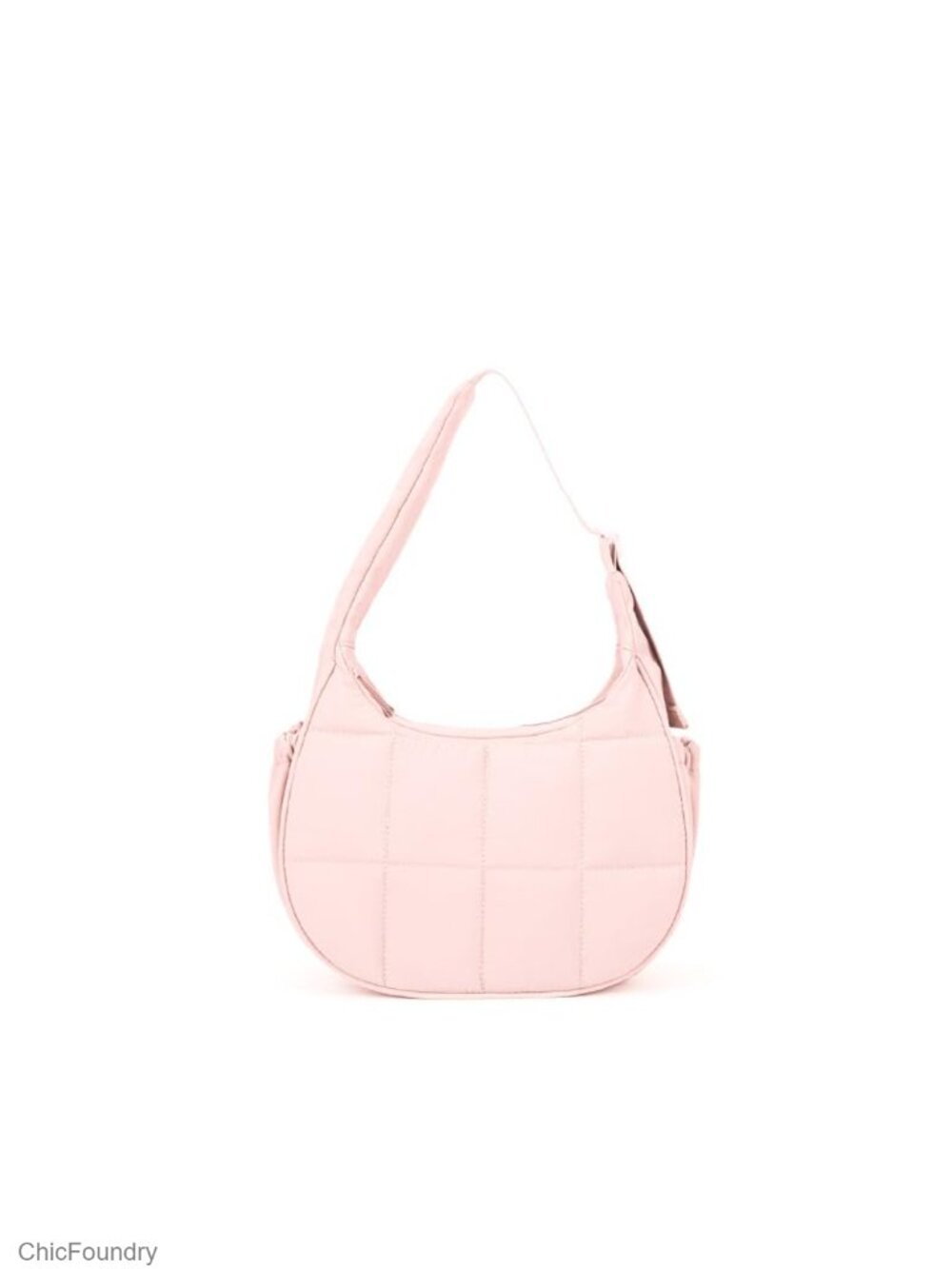 Quilted Nylon Puffer Crescent Shoulder Bag Multi-Pocket Adjustable Strap Hobo